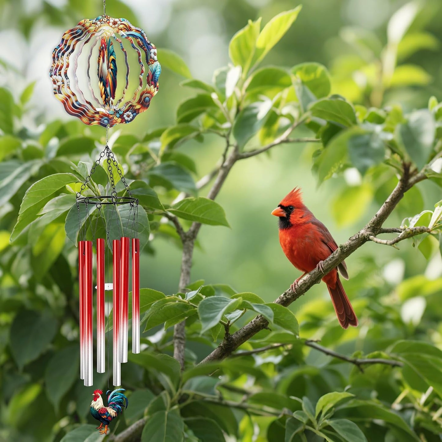 Wind Chimes with Rooster Wind Spinner, Chicken Gifts for Women Mom Fri
