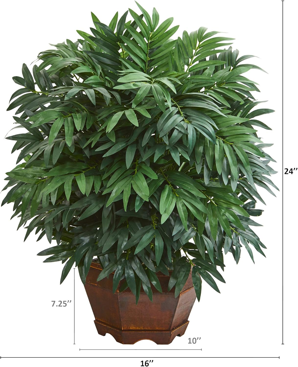 Nearly Natural 24in. Bamboo Palm Artificial Decorative Planter Silk Plants, Green