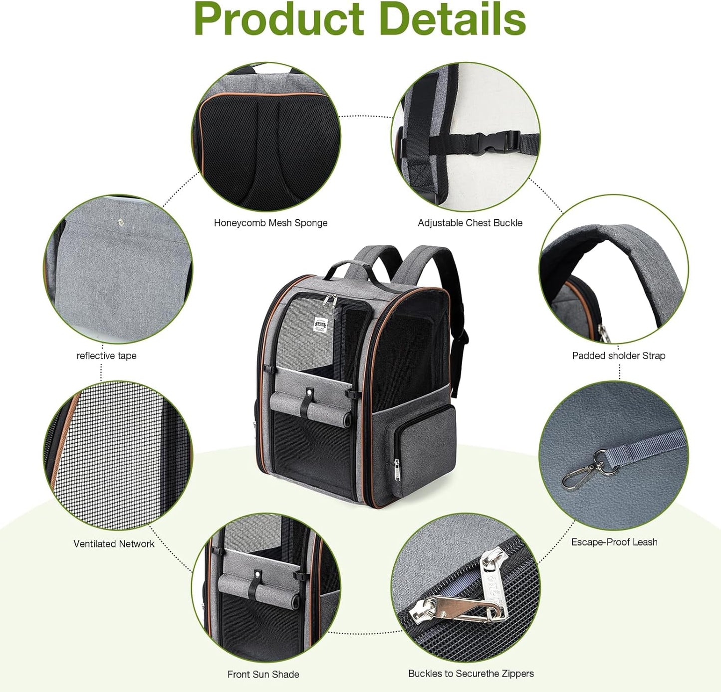Lekebobor Cat Carrier Backpack, Expandable Pet Carrier with Sun Shade