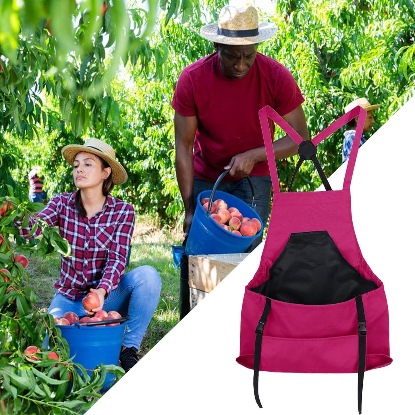 Farm Gardening Apron, Fruit Picking Utility Clothing, Large Pocket Cro