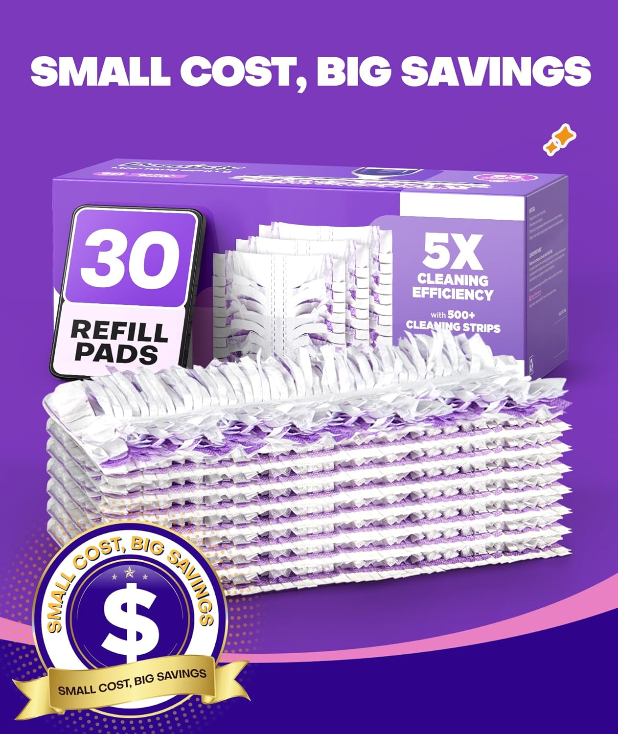 5X Cleaning Power Mop Refills for Swiffer Power Mop, 500+ Strips Multi