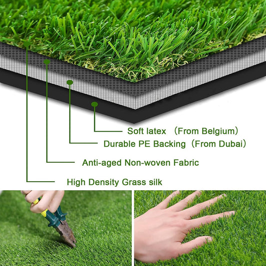 1.38" Artificial Turf Grass,4FT x 6FT Fake Grass Rug Indoor Outdoor,Realistic High-Density Sturdy Artificial Turf Carpet for Dogs Pets Garden Lawn Landscape