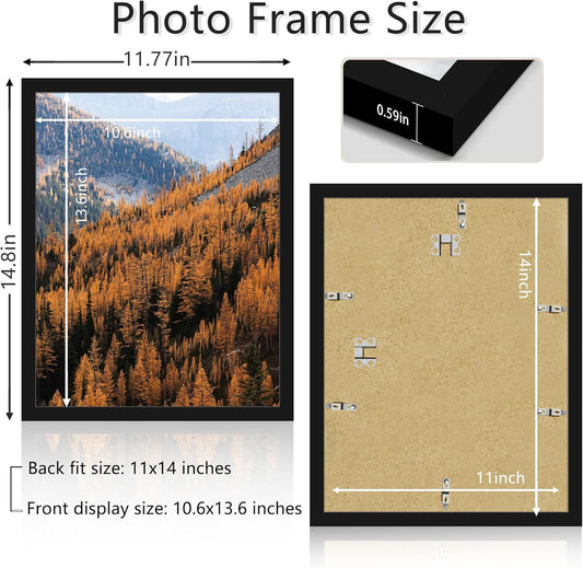 Picrit 11x14 Picture Frame, Photo Frame for Wall Mounting Display, Black