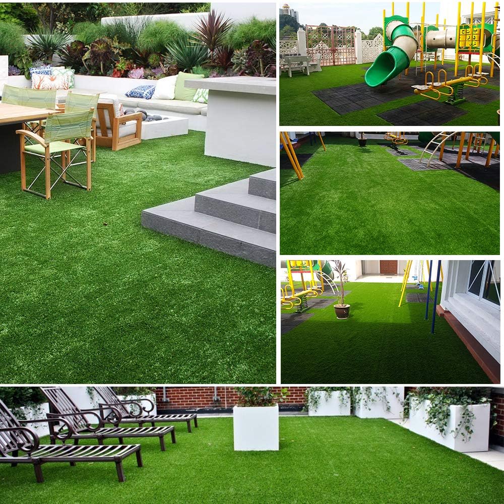 Synthetic Artificial Grass Turf 0.4" Customized Sizes, Drainage Holes Pet Faux Grass Astroturf Rug Carpet 4FTX6FT Indoor Outdoor Rug Area Garden Decor