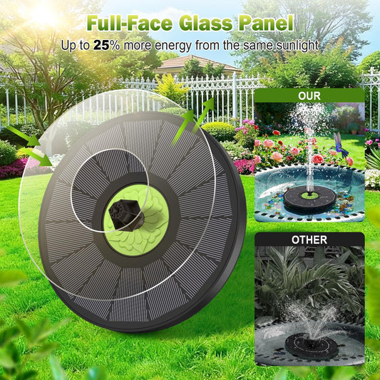 SZMP Upgraded 3.5W Full Glass Panel Solar Fountain for Bird Bath, Floating No-Installation Solar Powered Water Fountain Pump with 7 Nozzles, for Garden, Pond Decor (Black)