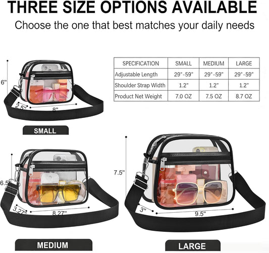 Clear Bag for Stadium Events Clear Sports Fan Handbags Purses with Adj