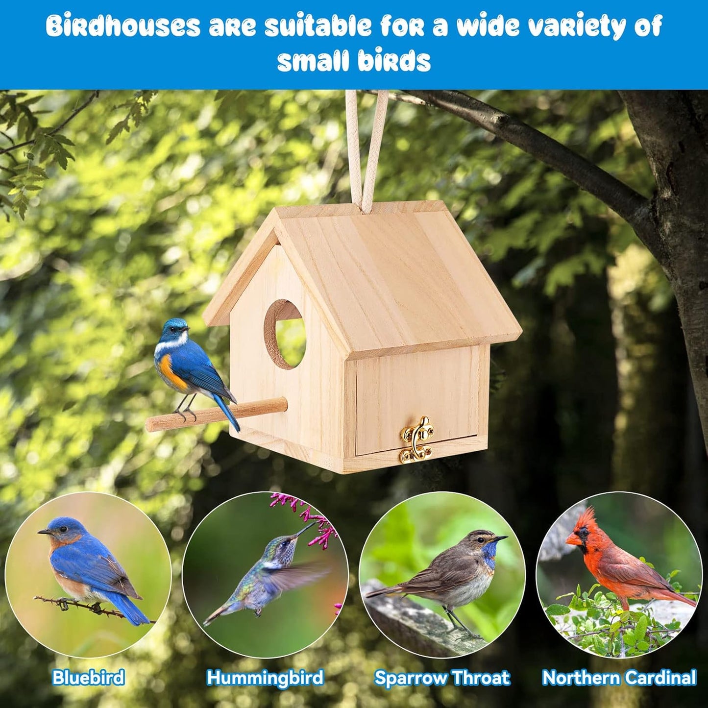 Bird Houses for Outside Clearance with Pole, Wood Birdhouse Blue Bird