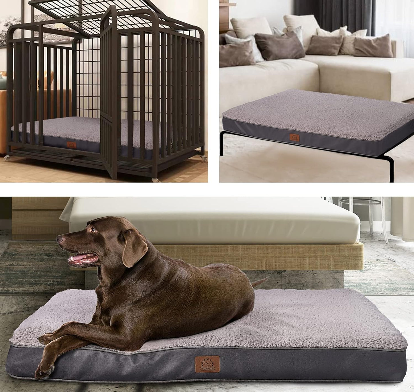 Sunheir Orthopedic Dog Bed for Large Dogs - Big Waterproof Dog Crate B