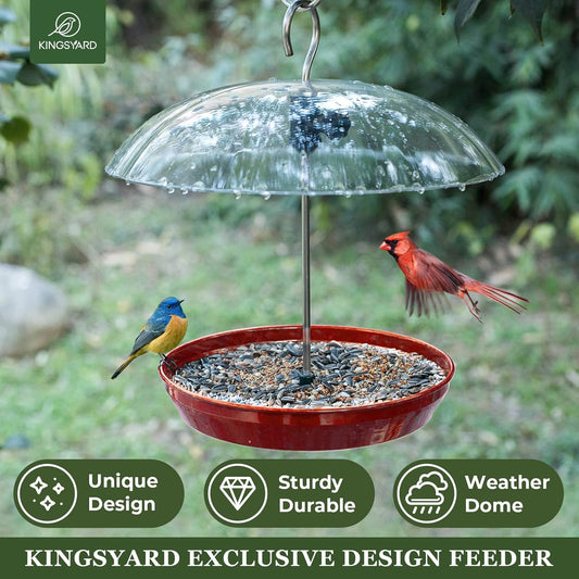 Kingsyard Adjustable Platform Bird Feeder for Outdoors Hanging, Metal