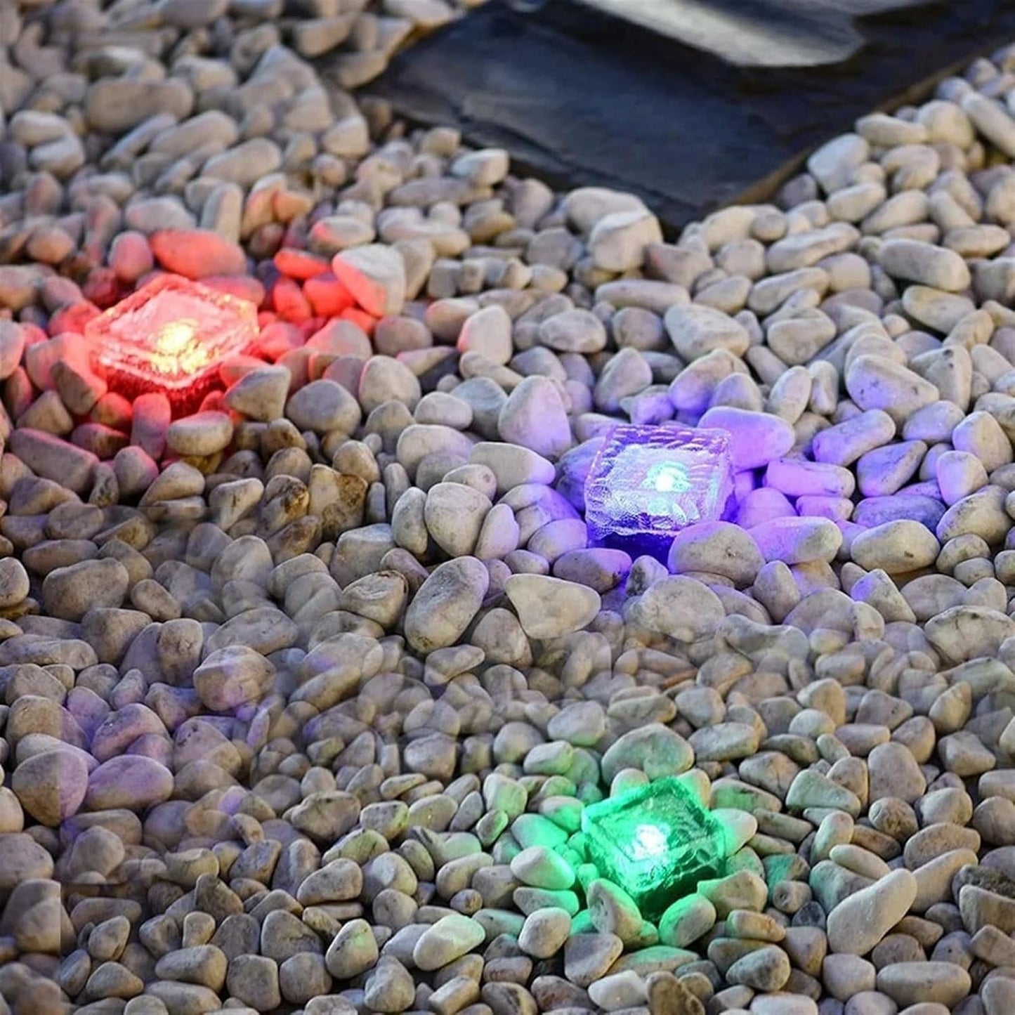 Solar Garden Lights Outdoor Paver Square Brick Ice Cube Sunlight Patio Walkway Pathway Step Solar Lamp Christmas Holiday Decor(1pc Green)