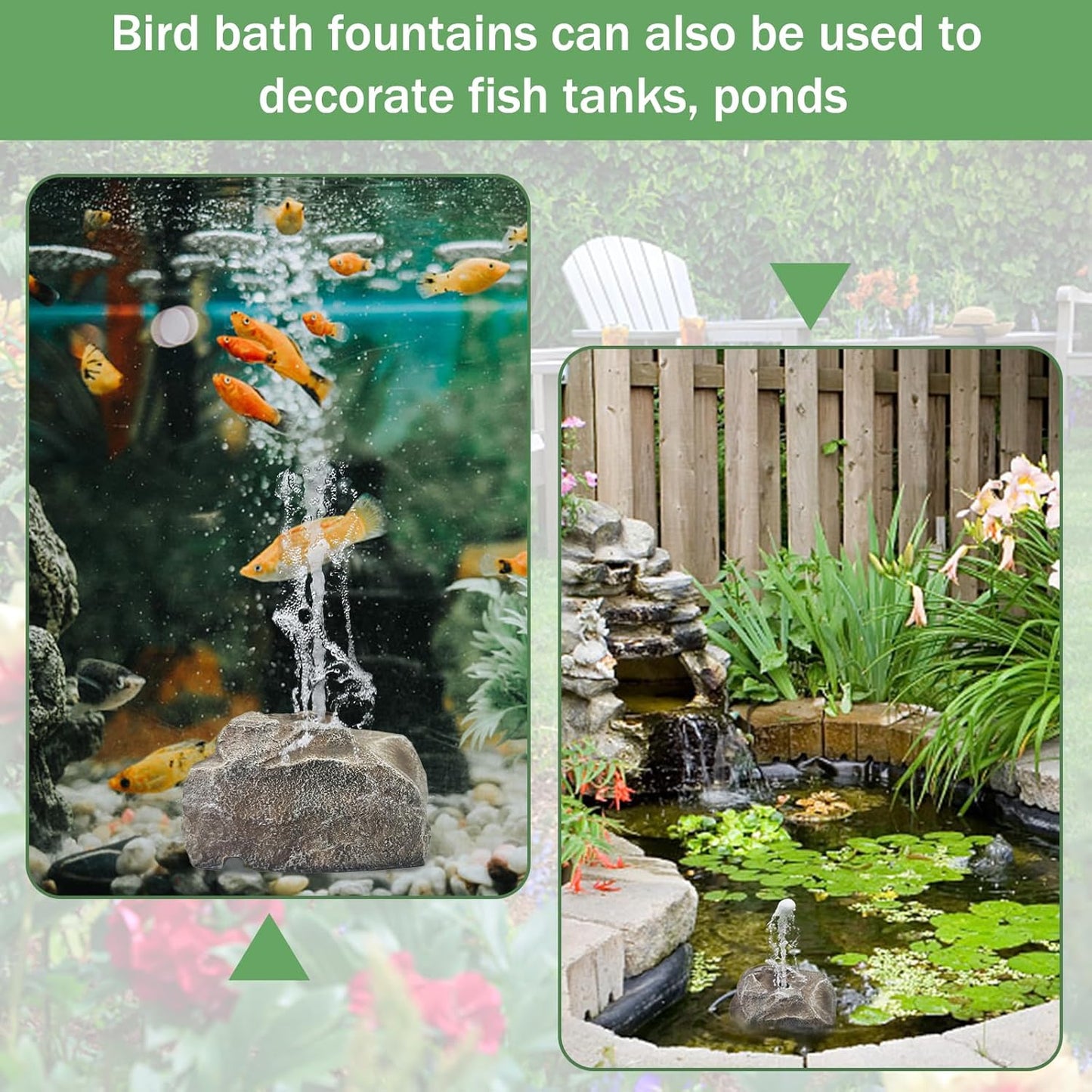 Bird Bath Fountain Bubble Fountain Outdoor Rock Water Fountain Rock with Electric Water Pump for Hummingbird Birdbath Garden Lawn Yard Patio Aquariums Fish Tank