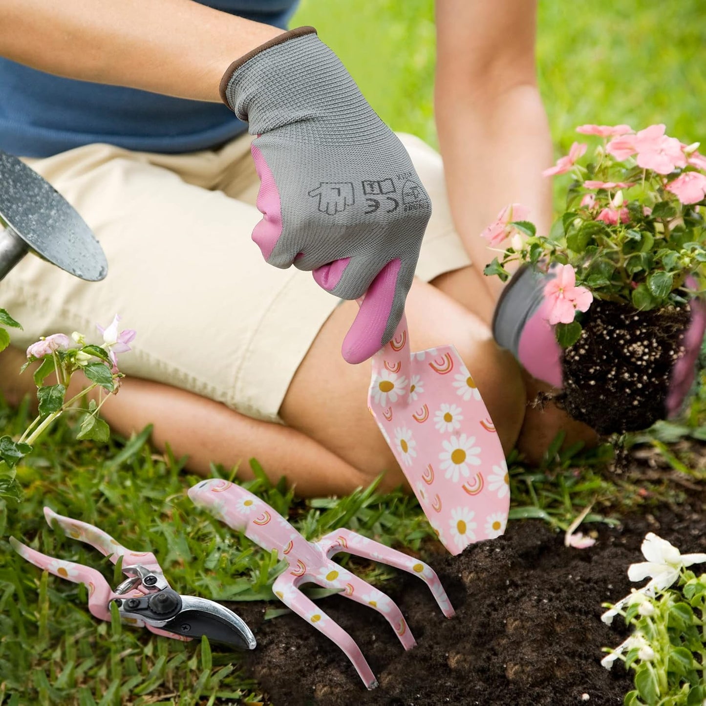 WORKPRO Aluminum Garden Tool Set, 4PCS Heavy Duty Gardening Tools with