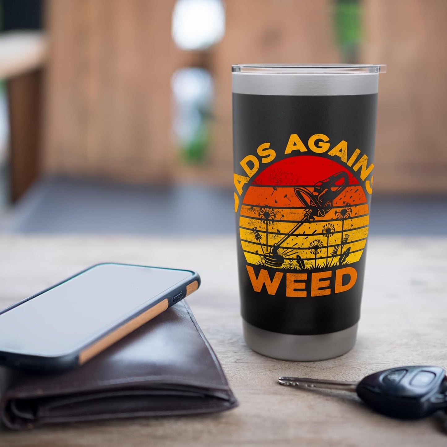 Dads Against Weed Lawn Care Funny Gardening Mowing Design Stainless Steel Insulated Tumbler