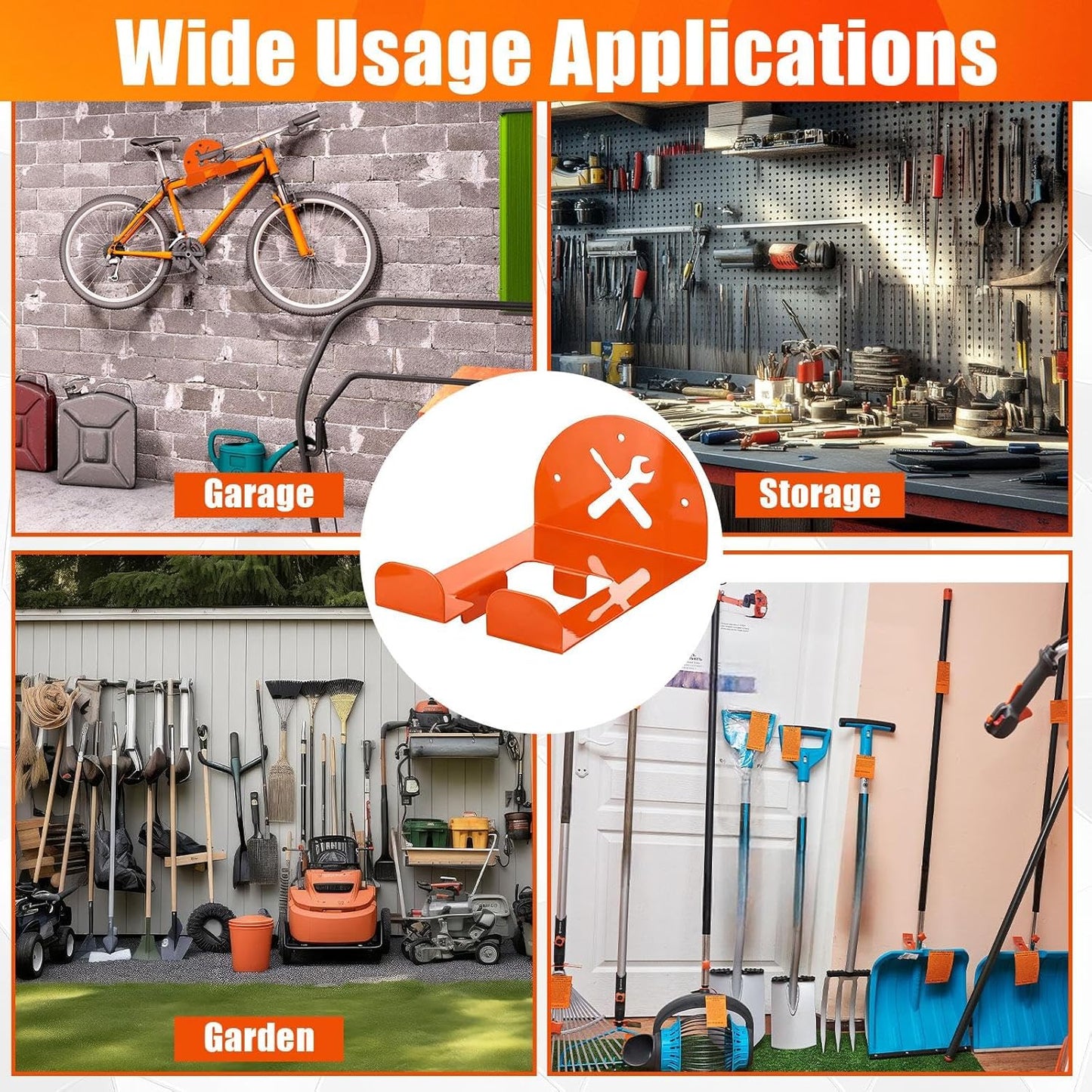 4 Pcs Trimmer Rack Wall Mount Heavy Duty Weed Trimmers Hanger Garage Organizer Wall Hanger Garden Power Tool Rack for Grass, Hedge, Garage Trimmer (Classic Style)