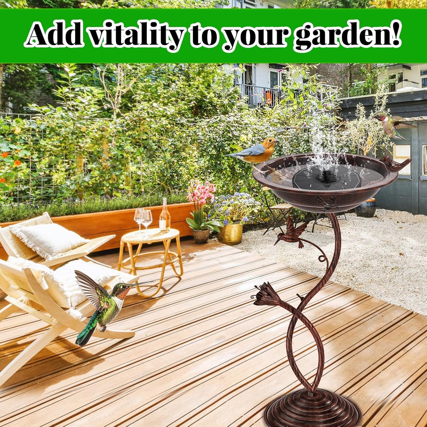 Bird Bath Garden for Outside, Vintage Metal Birdbaths Bowl with Roman