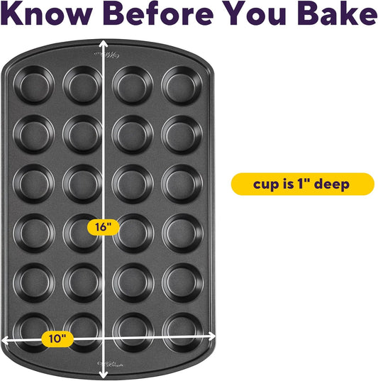 Wilton Gold Non-Stick 24-cup Muffin Pan, Cold-Rolled Steel Bakeware, M