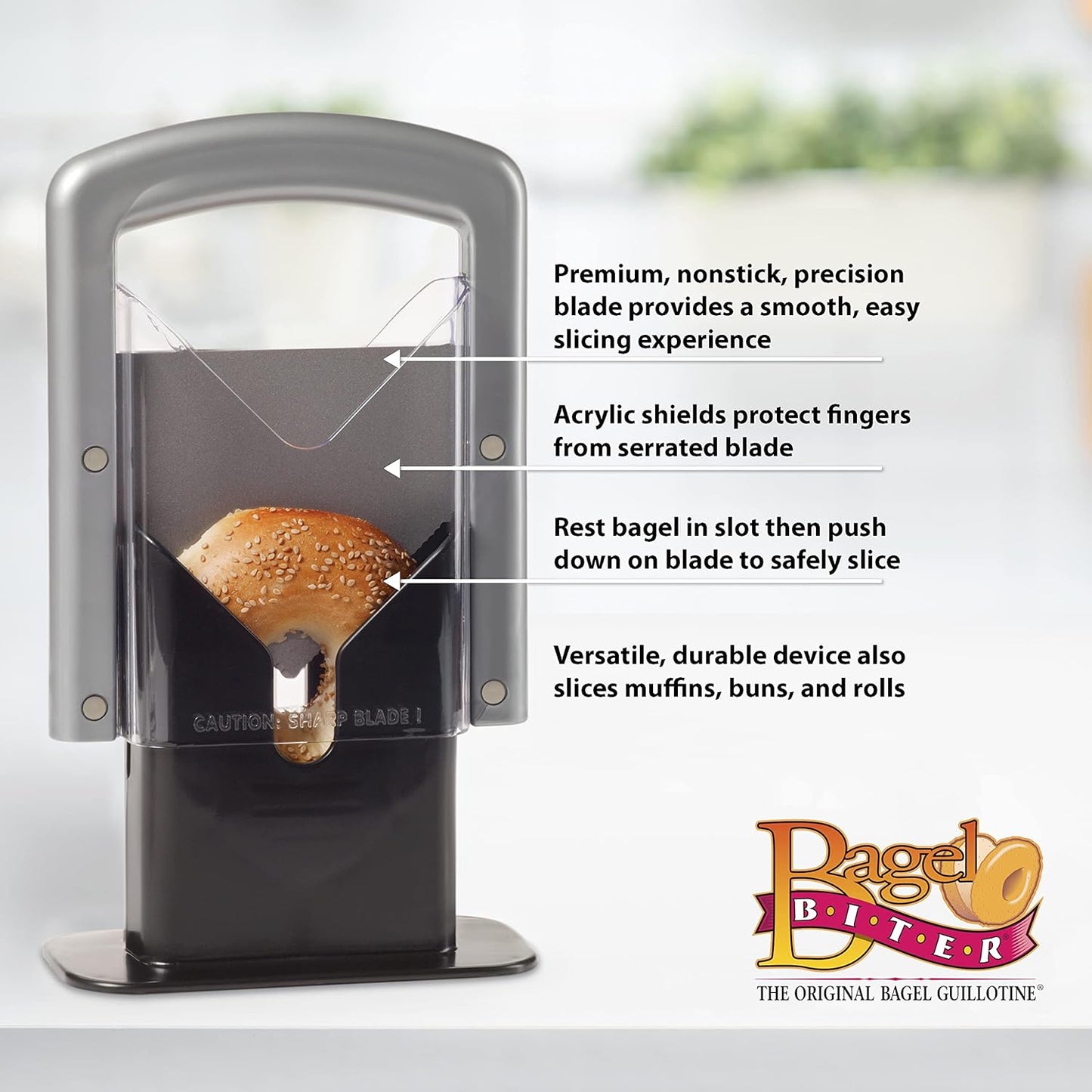 Hoan The Original Bagel Guillotine Universal Slicer, Silver, 9.25-Inch
