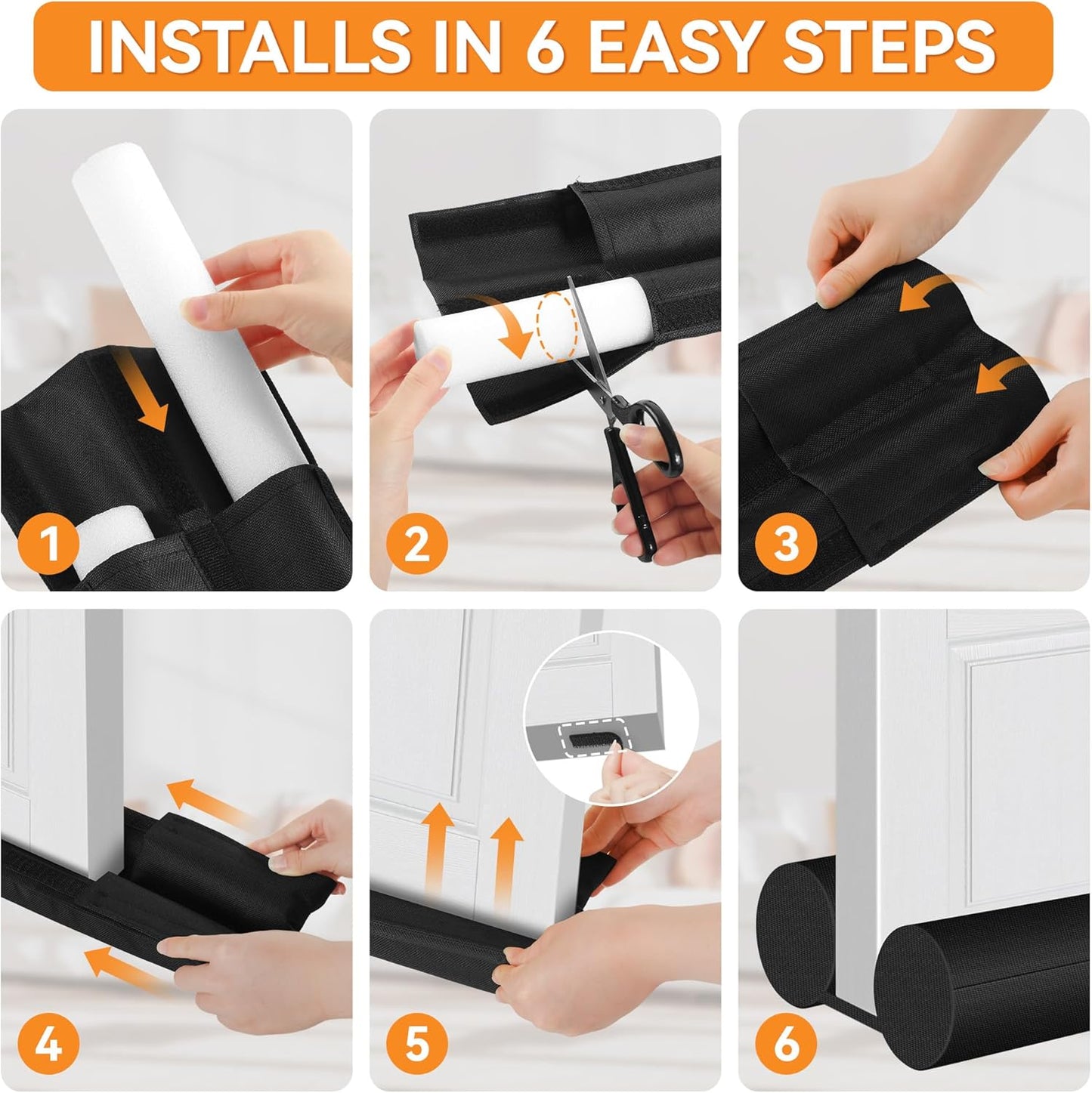 (2 Pack) Under Door Draft Stopper, Draft Stopper for Bottom of Door, Adjustable 30-36 Inch Door Draft Blocker, Under Door Gap Filler, Easy Install Door Seal, Helps Reduce Drafts, Noise and Heat Loss