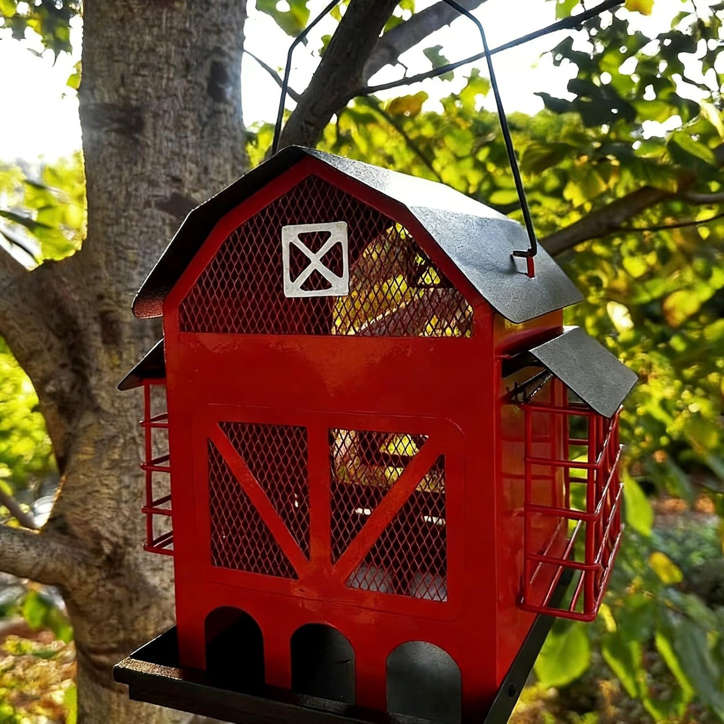 Sturdy Metal Bird Feeder with Complete Access and Drain Openings for Outdoor Use Bird Feeder with Drainage