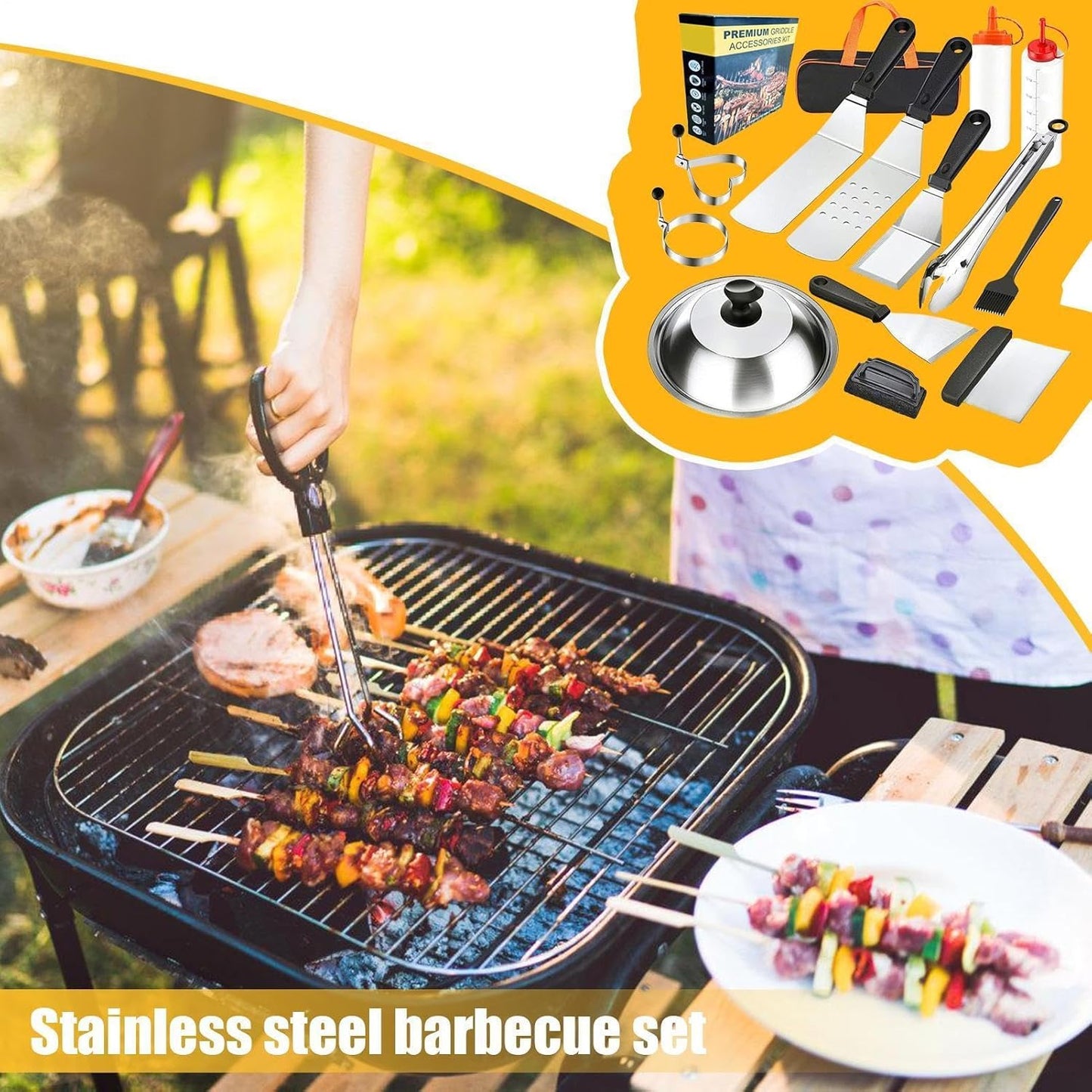 Barbecue Set - Efficient Grill Accessories Tool,Portable Heavy-Duty 14