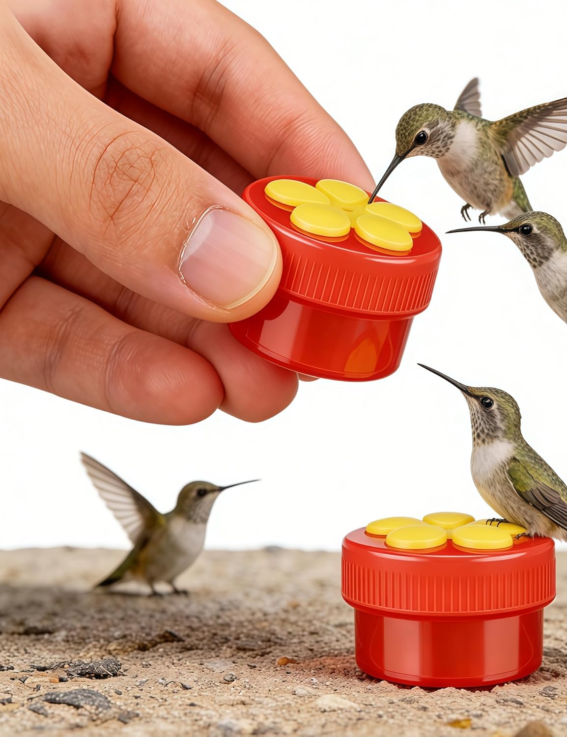 8 Pack Handheld Hummingbird Feeder, Window Feeder Mini Plastic, Flower Finger Feeding Tools for Outdoor Supplies