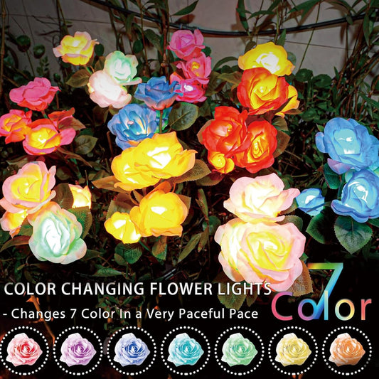 TONULAX Solar Garden Lights - Upgraded Outdoor Light, 7-Color Changing