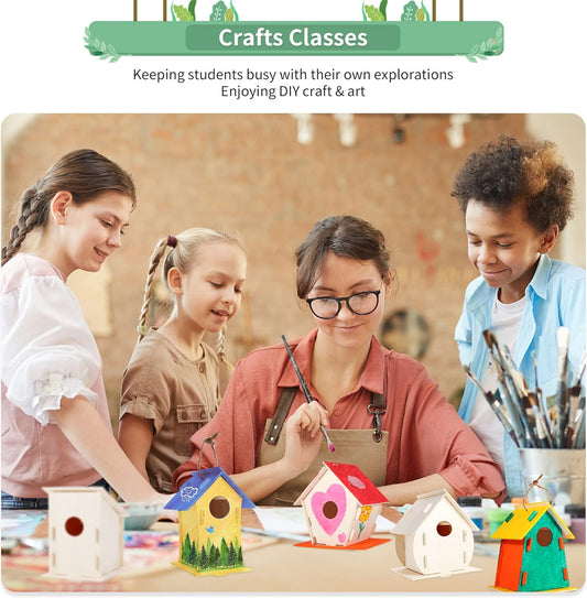 ILHSTY 18 Pack Large Paintable DIY Wooden Bird Houses Kits for Kids, Kids Crafts Wood Houses for Crafts Class Parties Birthday, DIY Crafts and Art Birdhouse Kits for Children to Build and Design(18)