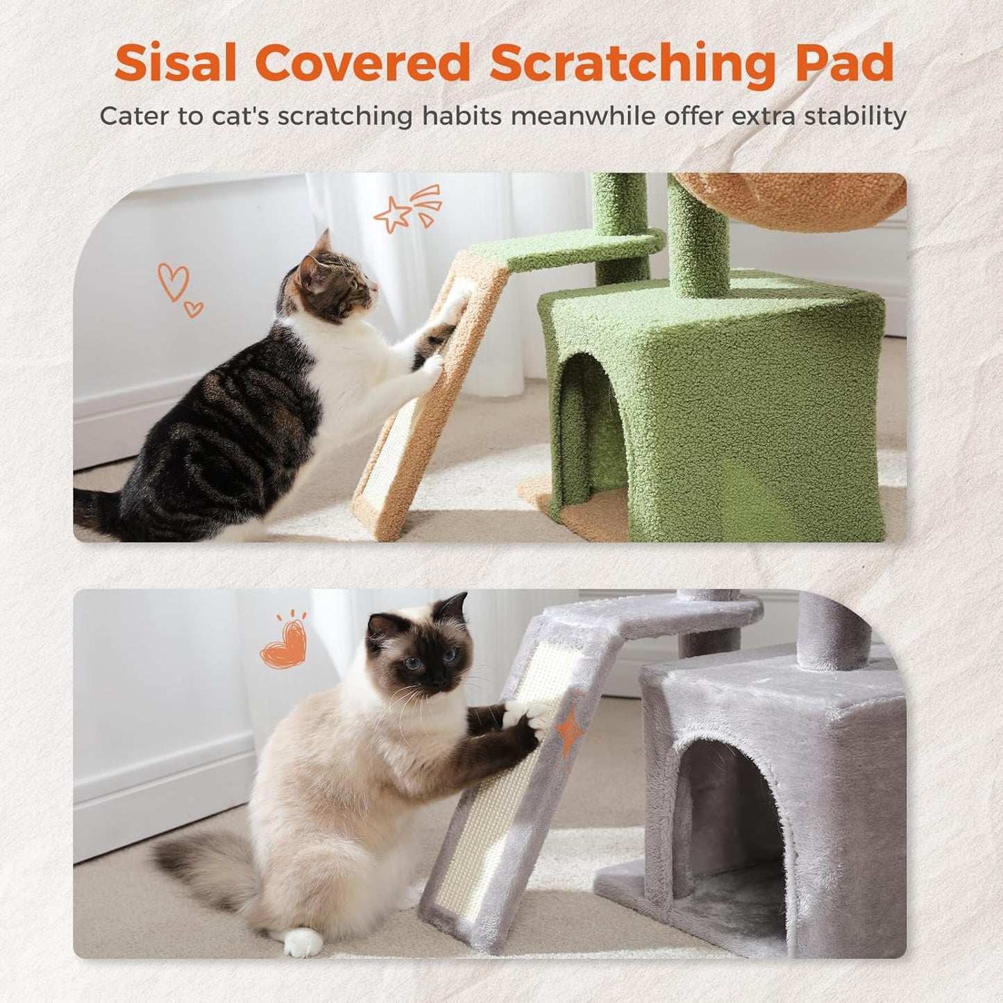 PETEPELA Cactus Cat Tree for Indoor Cats, 32'' Small Cat Tower Cat Con