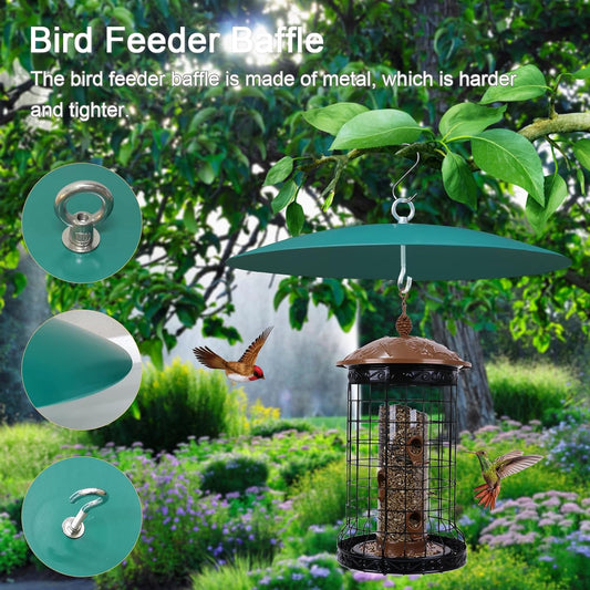 Squirrel Baffle Shield, 13 inch Metal Hummingbird Feeders Rain Guard Cover for Bird Houses 2 Pack