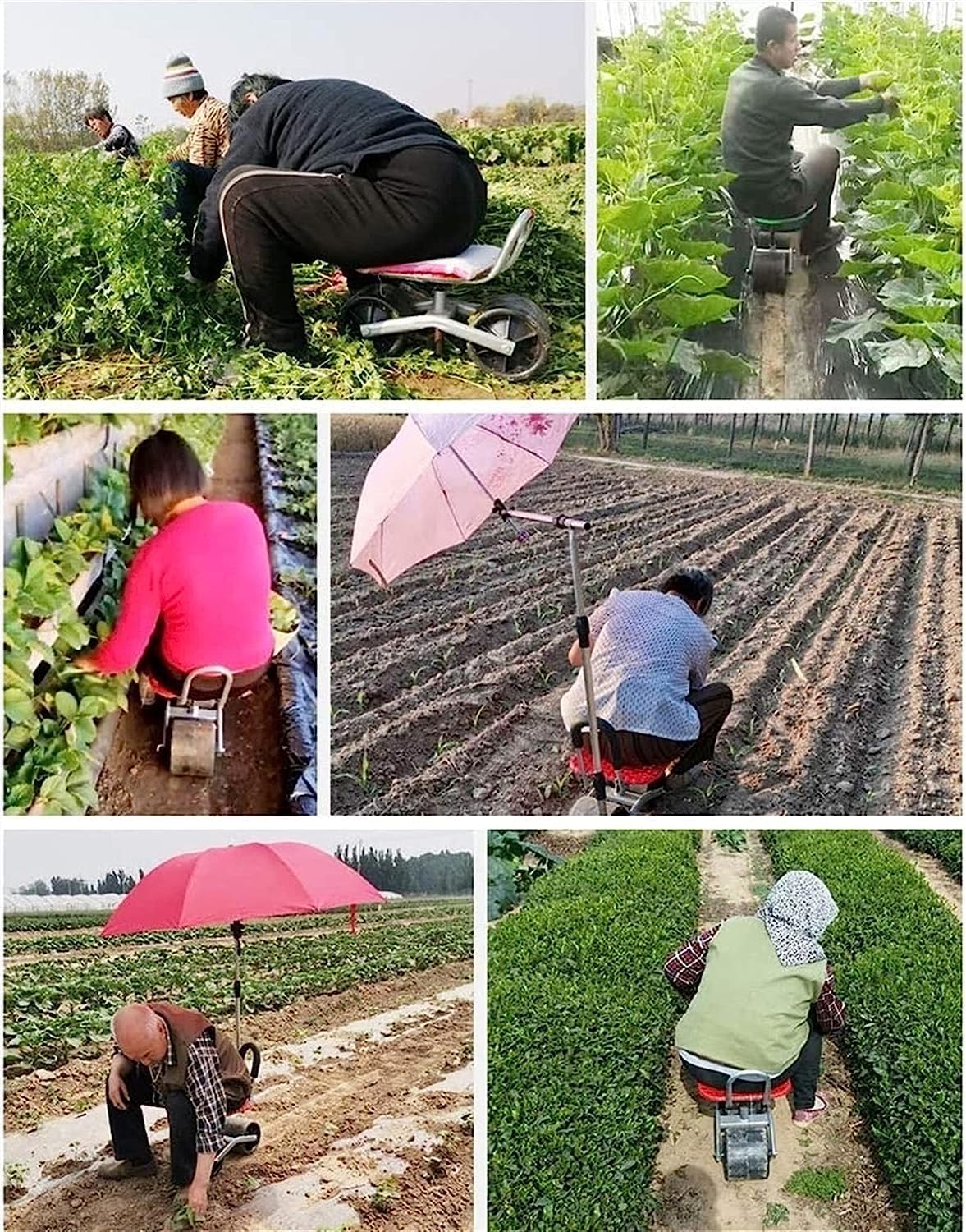 Gardening Rolling Seat 360° Rotating Trolley Garden Stool - 150kg Load Capacity Helper Mobile Seat Trolley for Garden Tools and Plants