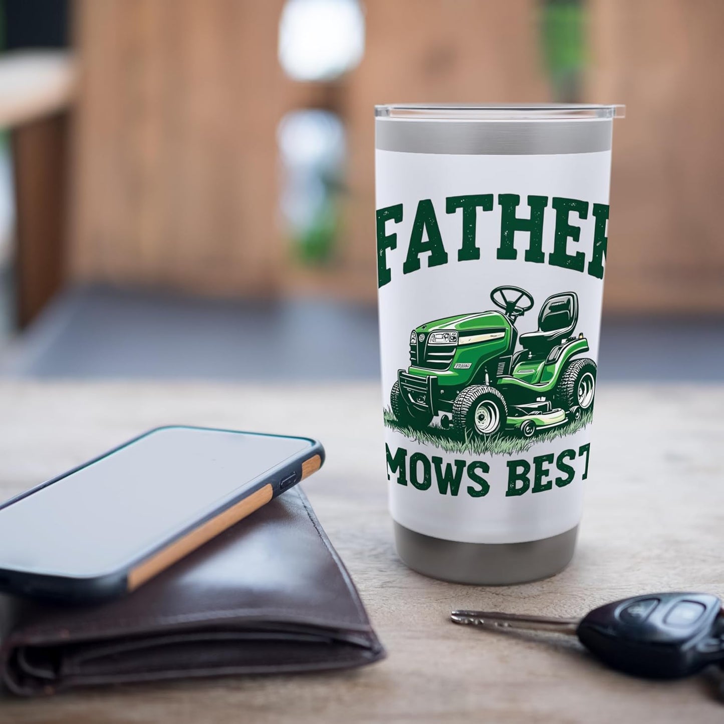Father Mows Best Funny Lawn Care Dad Stainless Steel Insulated Tumbler