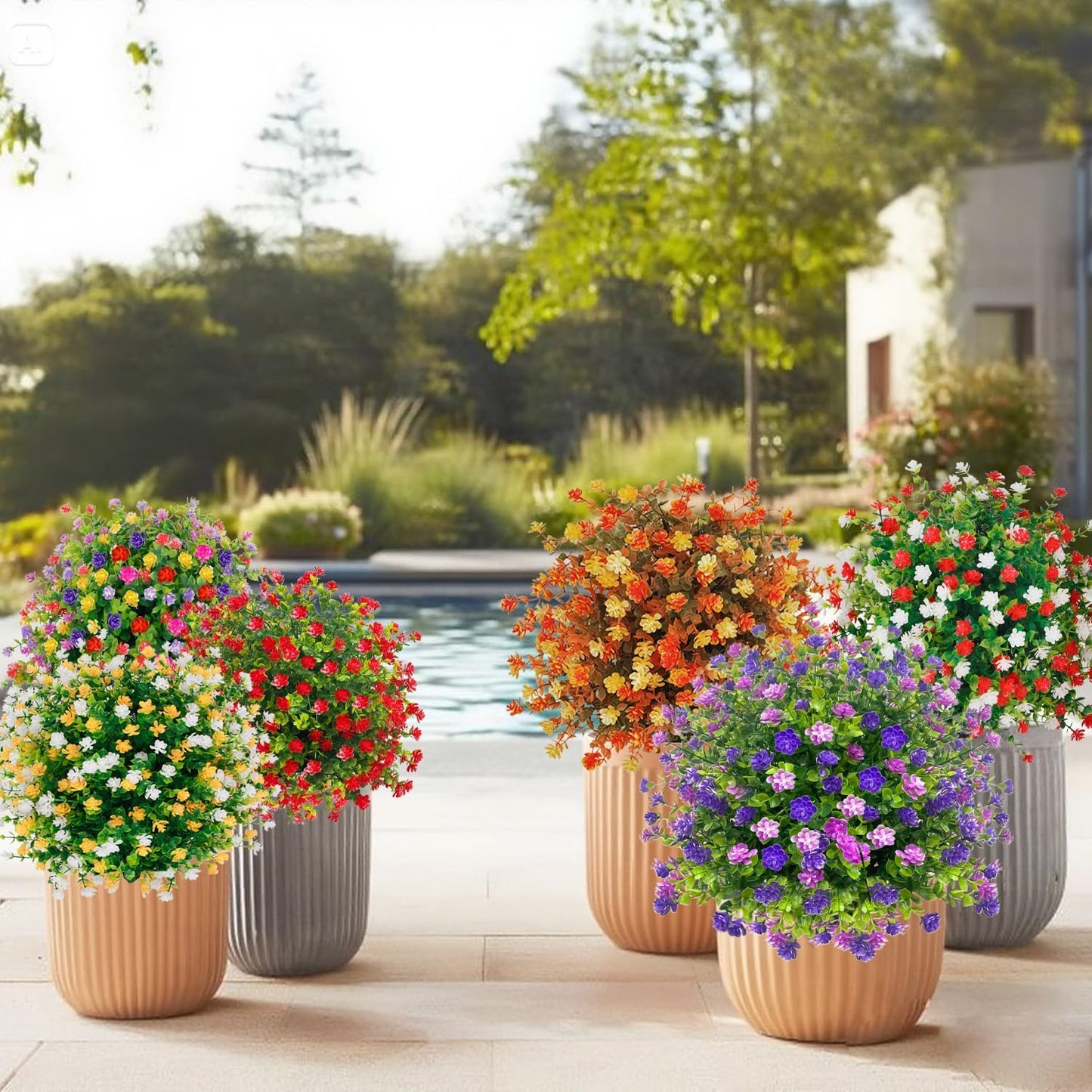 2 Pack Artificial Boxwood Topiary Ball Tree with Spike,15.75" Outdoor UV Resistant Fake Plants Shrubs Bushes,Faux Flower Evergreen for Pot Fillers Planter Porch Yard Outside Spring Decoration