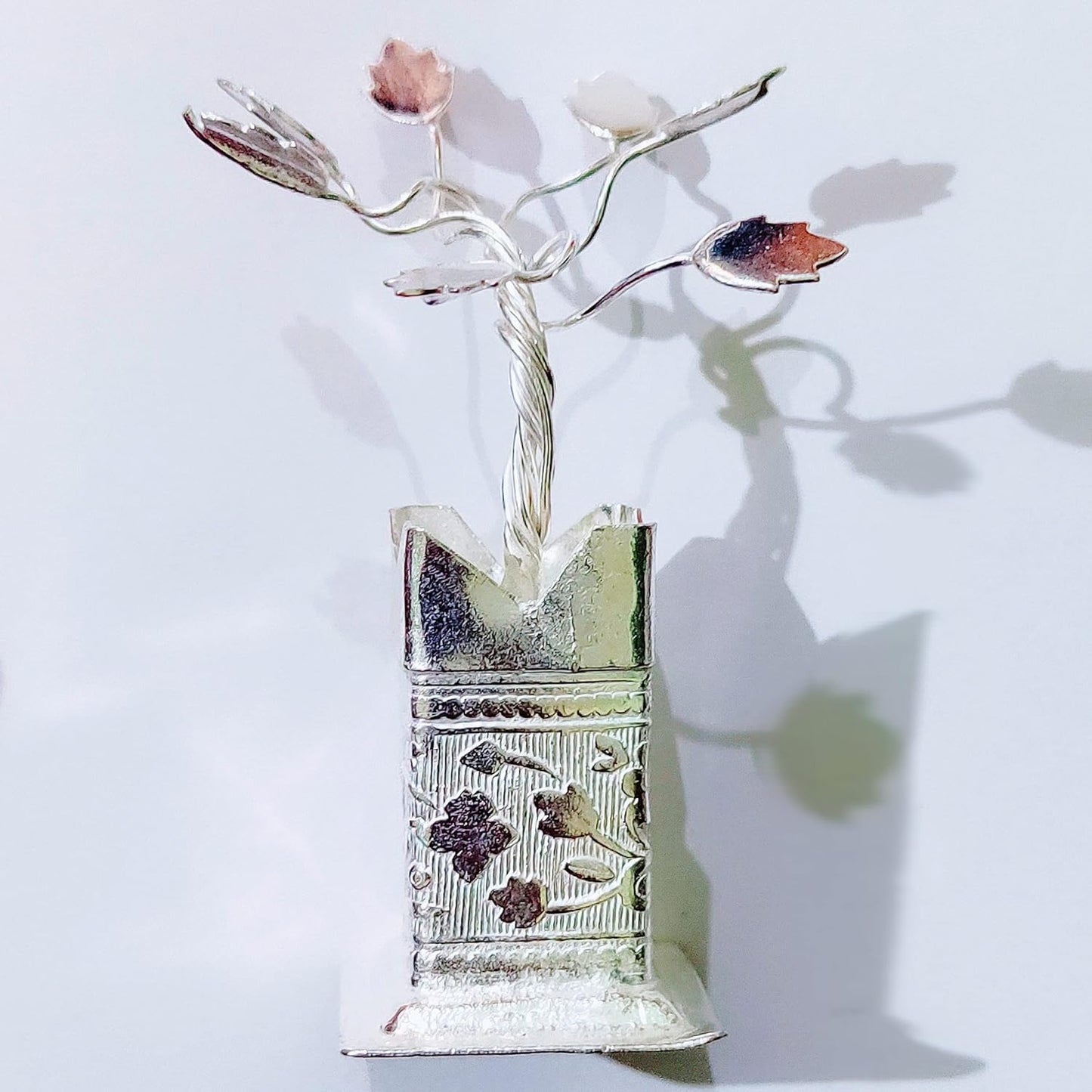 Tulsi Kyara Pot in German Silver White Metal for Laddu Gopal Ji Temple