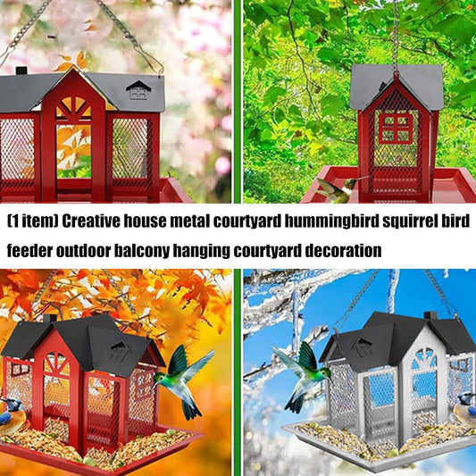 Metal Hanging Bird Feeder with 4Lbs Large Capacity Chew Proof Design for Wild Birds Heavy Duty Metal Bird Feeder