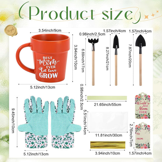 Baderke Gardening Gifts for Women Plant Coffee Mug Gardening Tools Kit with Hand Fork Trowel Gloves Birthday Gift Spring Stuffers White Elephant Gifts for Adults Mom Plant Lovers Women