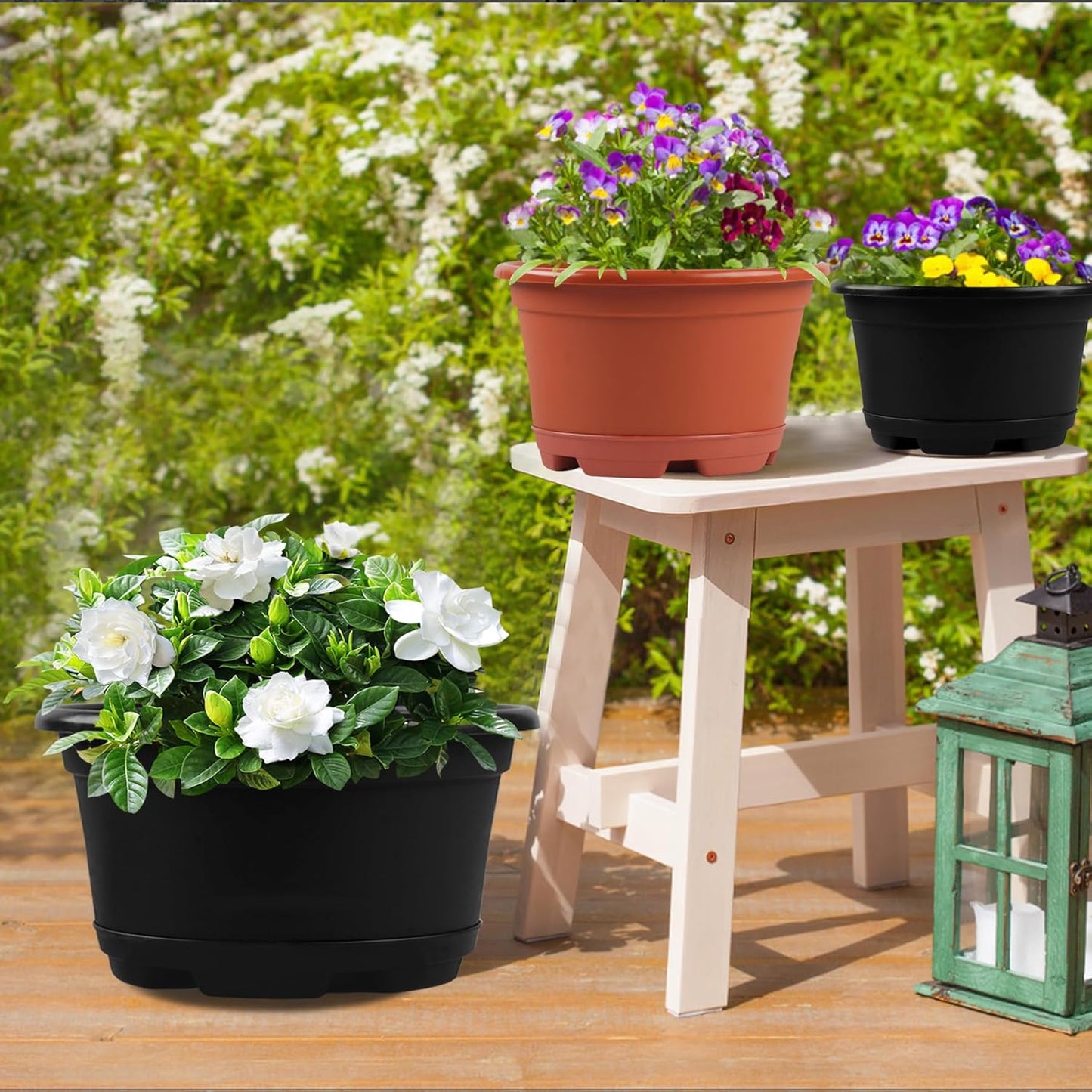 5 Pack 10.5 inch Plant Pots,Planter-Pots-for-Plants,Plastic Flower Pot