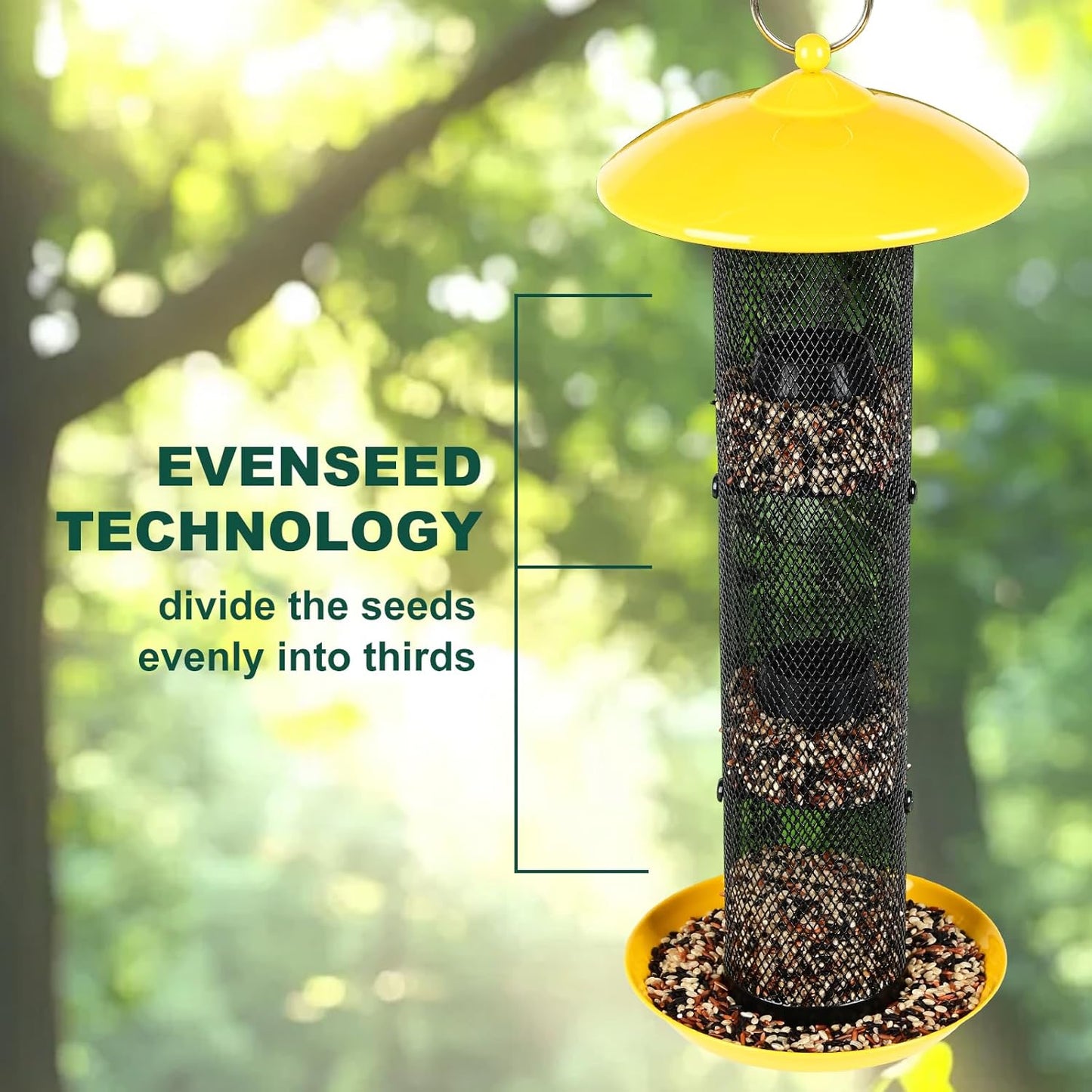 Finch Bird Feeder for Outdoors,Metal Mesh Tube Bird Feeders for Nyjer & Thistle Seed, 3.5 lbs Large Capacity (Yellow)