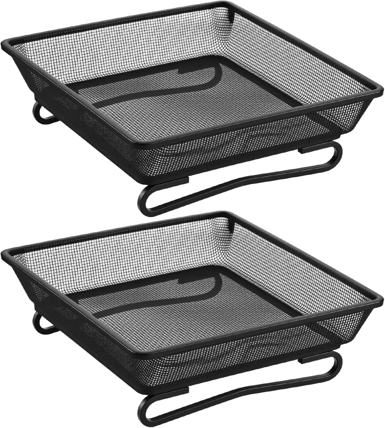 2 PCS Metal Ground Bird Feeder Tray, Platform Feeders with Drainage Holes, Outdoor Wild Bird and Squirrel Feeders for Garden, Patio, Backyard, 6.9x6.9x2.4 Inch