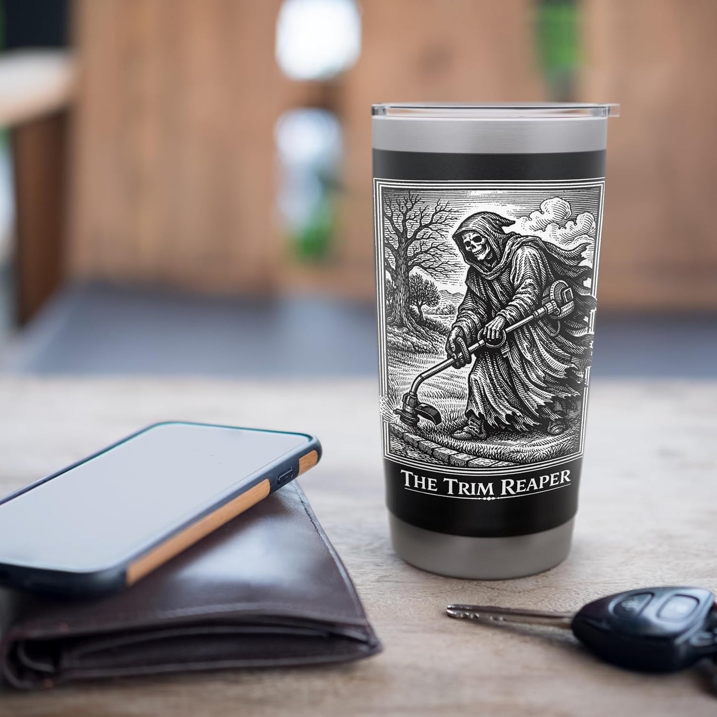 Funny Lawn Care String Trimmer Grim Reaper Father's Day Pun Stainless Steel Insulated Tumbler