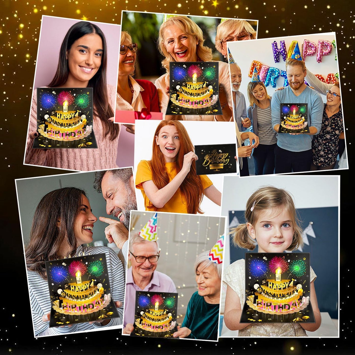 Pop Up Birthday Cards for Men - LED Light & Music with Blow The Candle, 3D Balloons, Singing Happy Birthday gifts Card for Husband - Women, Kids, Son, Her, & Dad