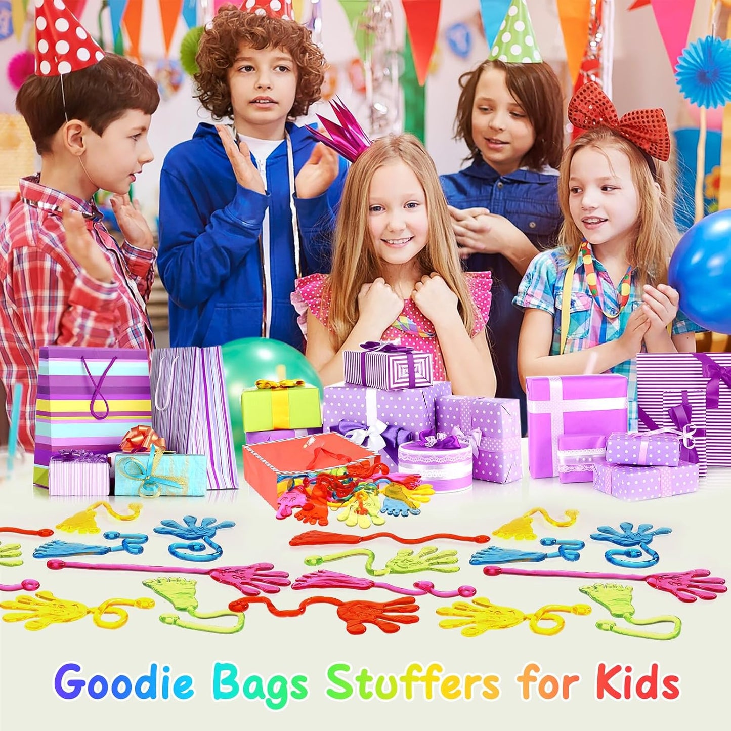 PICcircuit Sticky Hands Bulk 30 PCS Party Favors for Kids 4-8,8-12 Year Stretchy Sticky Hand Feet Goodie Bags Stuffers for Kids Classroom Prizes Easter Basket Stuffers Birthday Trinkets Slap Hand
