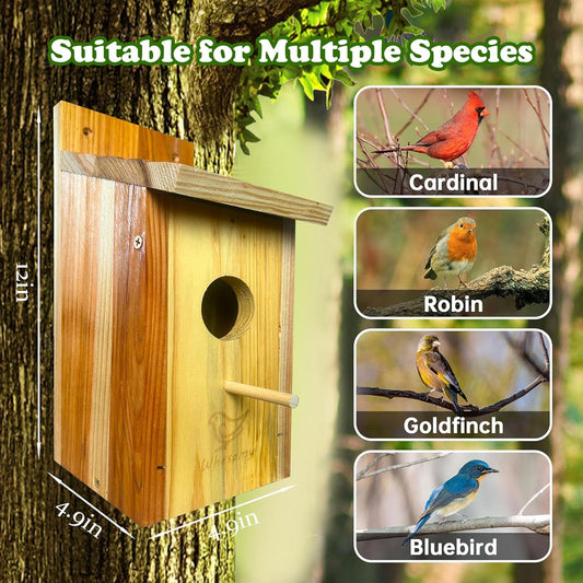 Large Bird House, Bird Houses for Outside Clearance, Cedar Birdhouses for Outdoors, Wood Birdhouse with Secure Latch, Bluebird Houses for Wren Swallow Finch Hummingbird