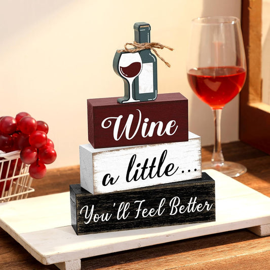 Marsui 4 Pcs Wine Tabletop Decor Rustic Coffee Bar Tiered Tray Decor D