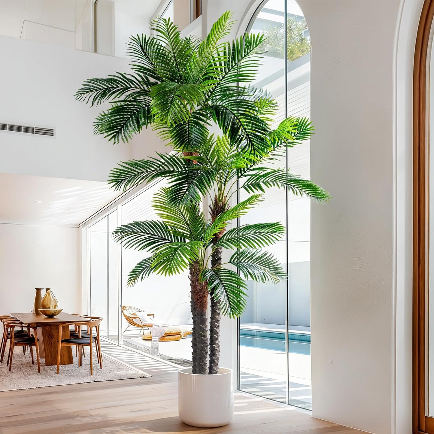 Large Artificial Tree Big Faux Tropical Palm Trees Indoor Outdoor Realistic Floor Plants Fake Silk Palm Plastic plantas for Modern Home Living Room Office Corner Patio Porch Decor Party Decorations