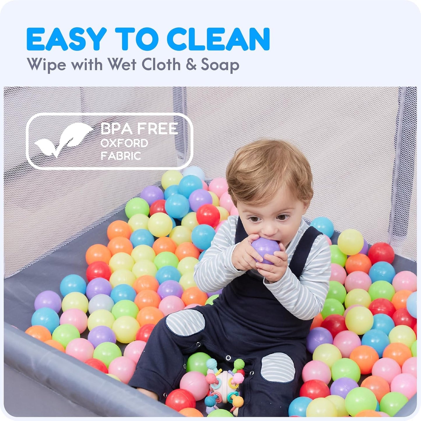Orian Baby Playpen 50x50 Large Play Yard for Babies and Toddlers, Indoor Outdoor Playpen, Sturdy Baby Play Pen with Mesh Sides, Safe Baby Fence Play Area, Assembly Required/Not Portable, w Storage Bag