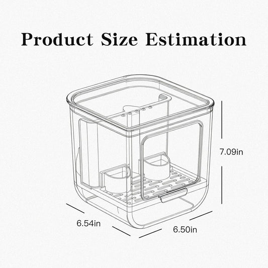 No Mess 2-in-1 Bird Cage Feeder & Water Feeder, Double Station Transparent Parrot Feeder, Bird Cage Accessories for Budgies Lovebirds Conures Cockatiels