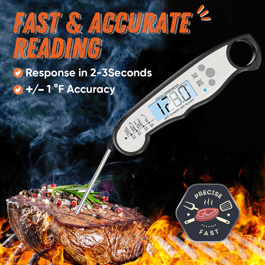 Digital Meat Thermometer, Waterproof Instant Read Food Thermometer for
