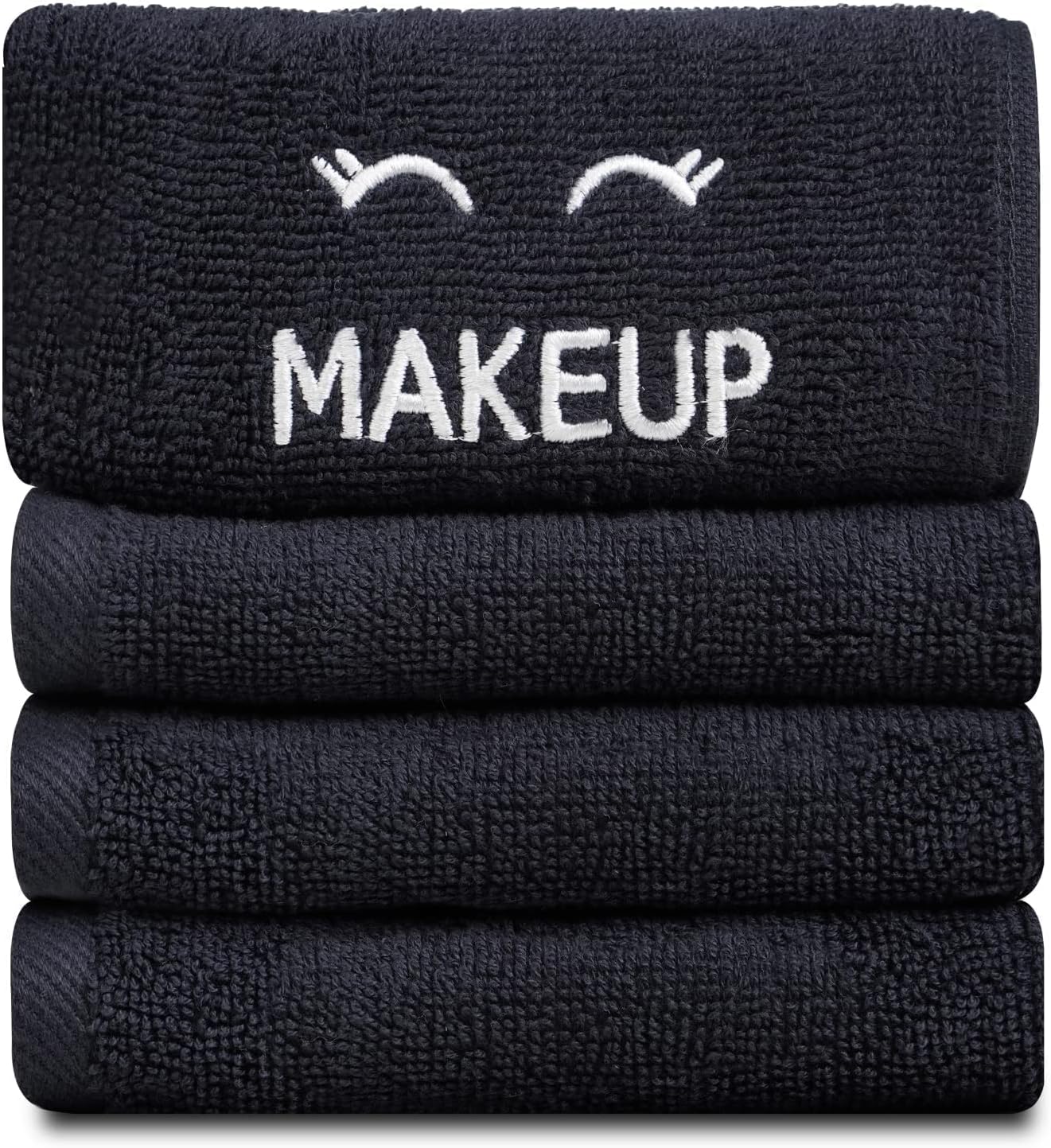 White Classic Bleach Safe Black Makeup Washcloths for Face Cleansing, 6 Pack - Super Soft Luxury Cotton Black Makeup Towels, Highly Absorbent and Quick Dry, All Makeup Remover Cloth | 13 x 13