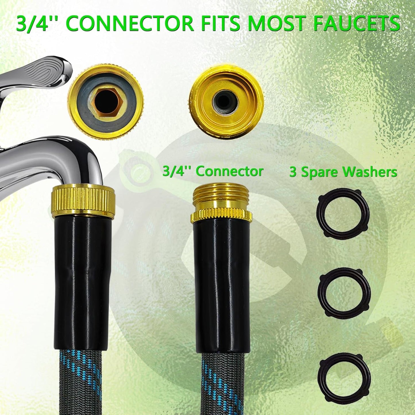 Garden Hose 50 FT, NON-EXPANDABLE Heavy-Duty Flexible & Lightweight Wa