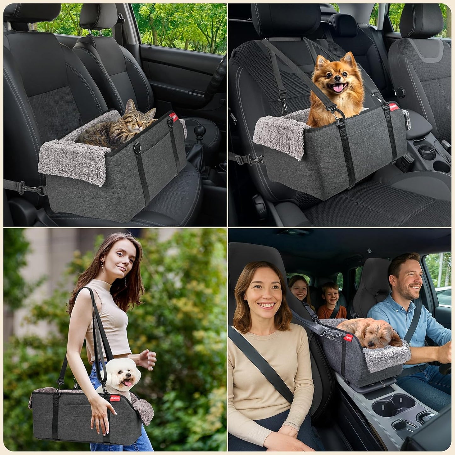 BurgeonNest Center Console Small Dog Car Seat - Portable Pet Cat Puppy